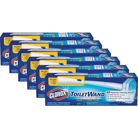 CLOROX Toilet Wand Starter Kit, 6 Disposable Heads, 6KT/CT, BE/WE PK CLO03191CT